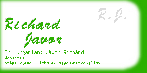 richard javor business card