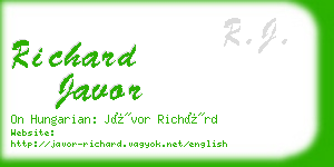 richard javor business card